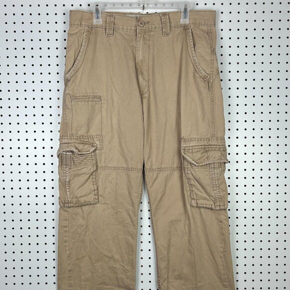 Jordan Craig Baggy Khaki Cargo Pants‎ Sz 34x32 Y2K Distressed Punk Skater Street - Picture 1 of 8